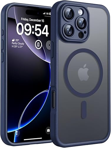 Miniatura 16 de TOCOL Funda magnética para iPhone 15, protección completa mejorada de la cámara, compatible con Magsafe, protección contra caídas, translúcida mate,