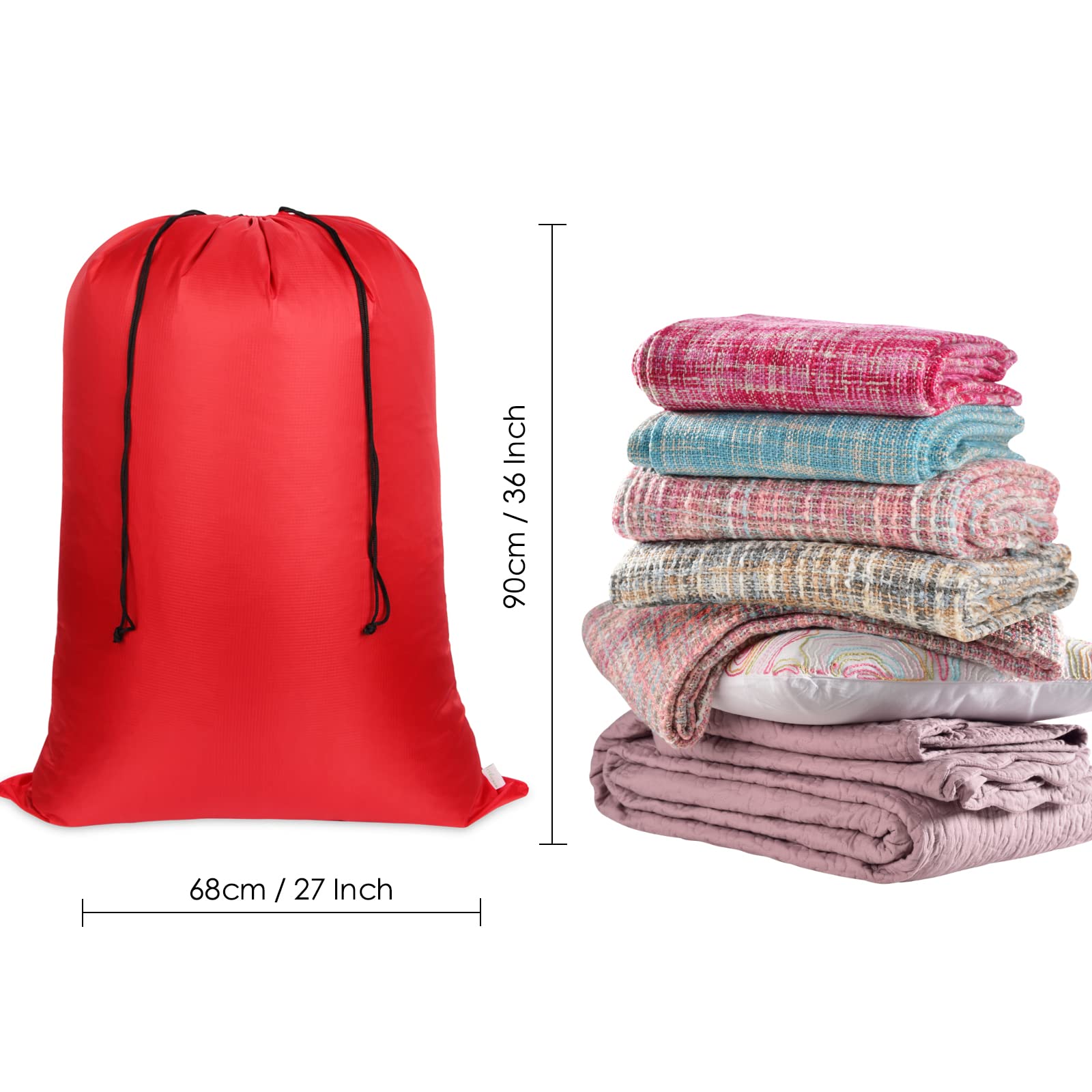 Asonen Grote waszakken 2-pack, twee-weg trekkoord scheurbestendige draagbare waszakken met grote capaciteit voor studenten, appartementen, reizen, vakanties, college (groen, 90 x 100 cm