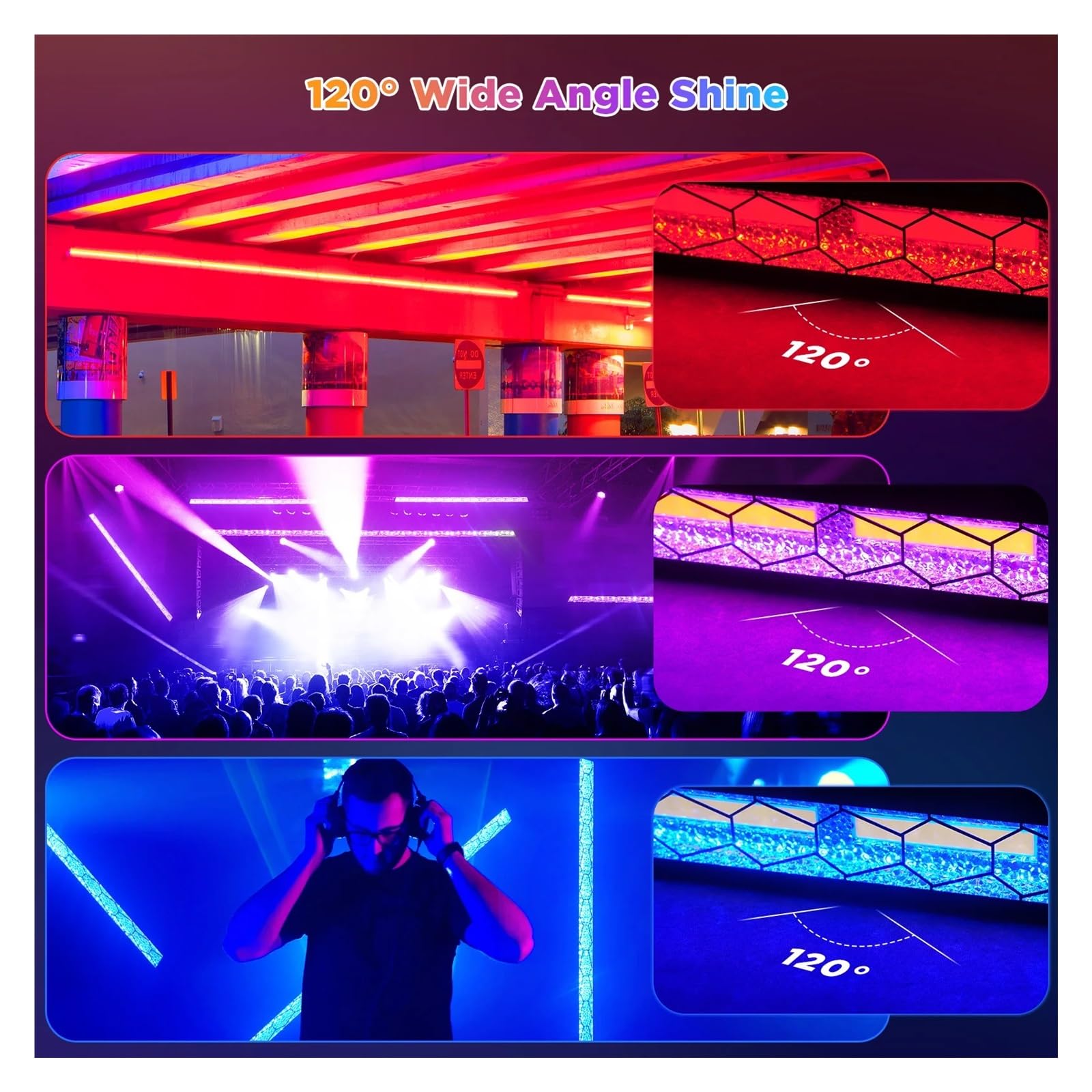 DJ-Lichtleiste, 420W COB LED Vintage Bühnenlichtleiste, RGB Wall Washer Licht DMX Retro Licht DJ Party Lichter for Disco Khe Geburtstag