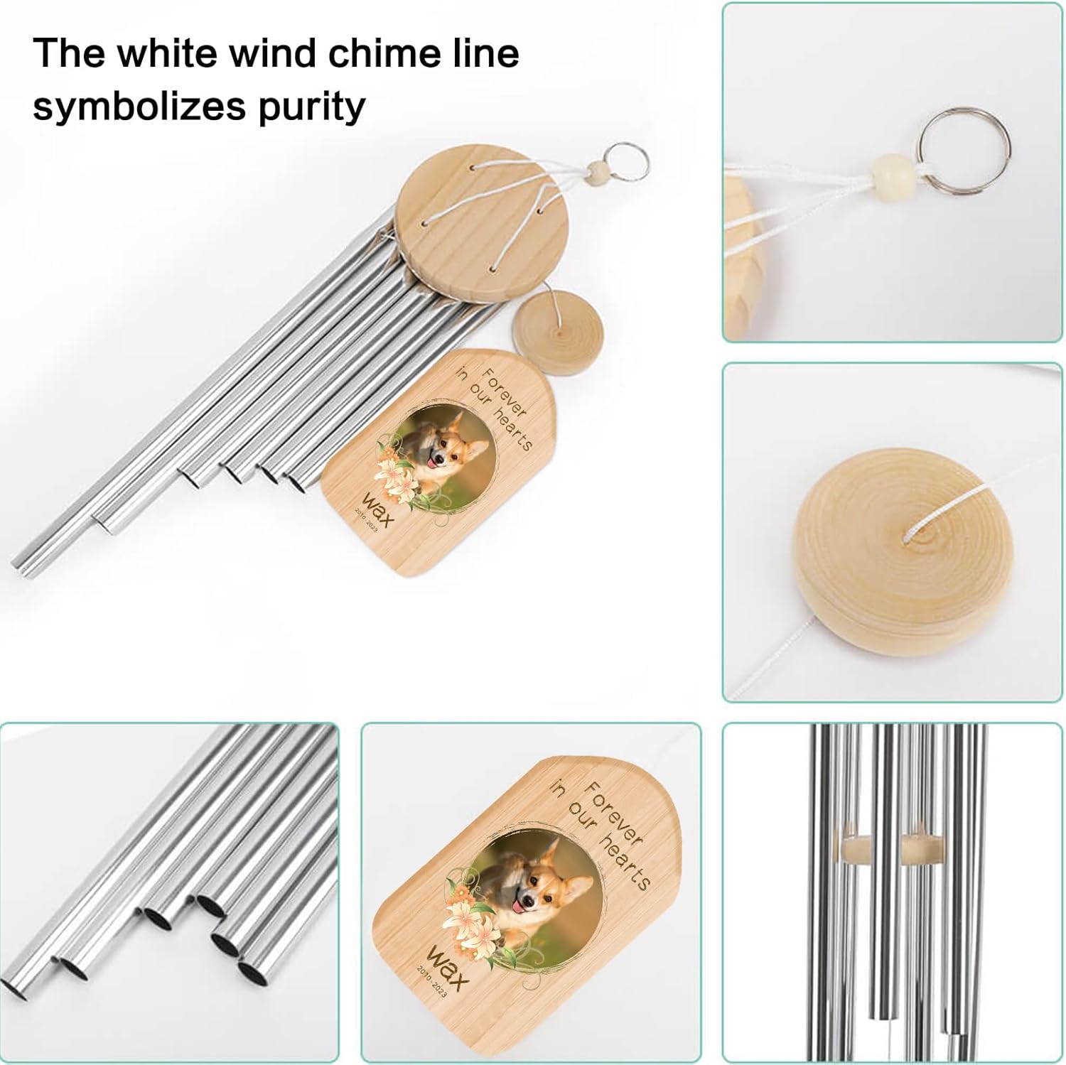 Personalized Pet Memorial Wind Chime，Custom Pet Loss Wind Chime Pet Memorial Gifts for Dogs,Bereavement Gift Dog Sympathy Wind Chime，Personalized Wind Chimes for Dog Cat Pet Loss Gift F (dog3)