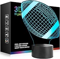 Ticent Soccer 3D Illusion Night Light - Football Desk Lamp with 7 Color Changing Modes, Perfect Gift for Boys Girls Birthday Christmas