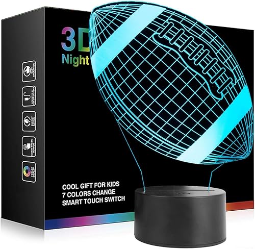 Miniatura 7 de Ticent Luz nocturna de jugador de hockey, lámpara 3D de hockey, luces de iluminación para niños, 7 LED que cambian de color, lámparas de escritorio,