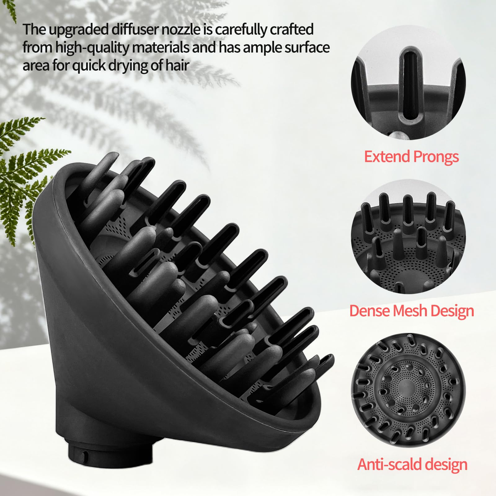 Diffusore Capelli Ricci, per Accessori Diffusore, Diffusore Portatile Capelli Ricci, per Capelli Ricci e Mossi Diffusori, per Adattabile a Asciugacapelli, Grigio