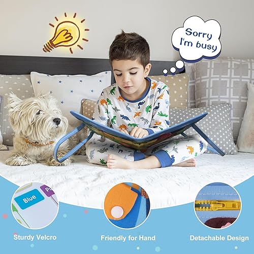 Miniatura 4 de Tabla de actividades para niños pequeños, tablero sensorial Montessori de viaje, libro silencioso, juguete educativo de aprendizaje para niños,
