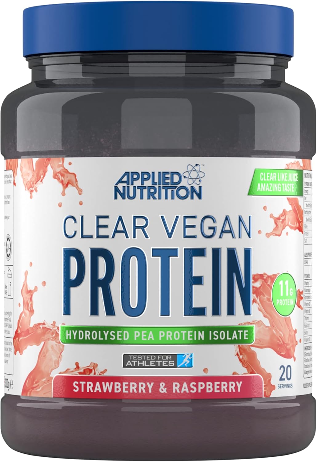 Applied Nutrition Clear Vegan Protein – Hydrolysed Pea Protein Isolate, Refreshing Vegan High Protein Powder, Fruit Juice Style Flavours (Strawberry & Raspberry) (300g – 20 Servings)