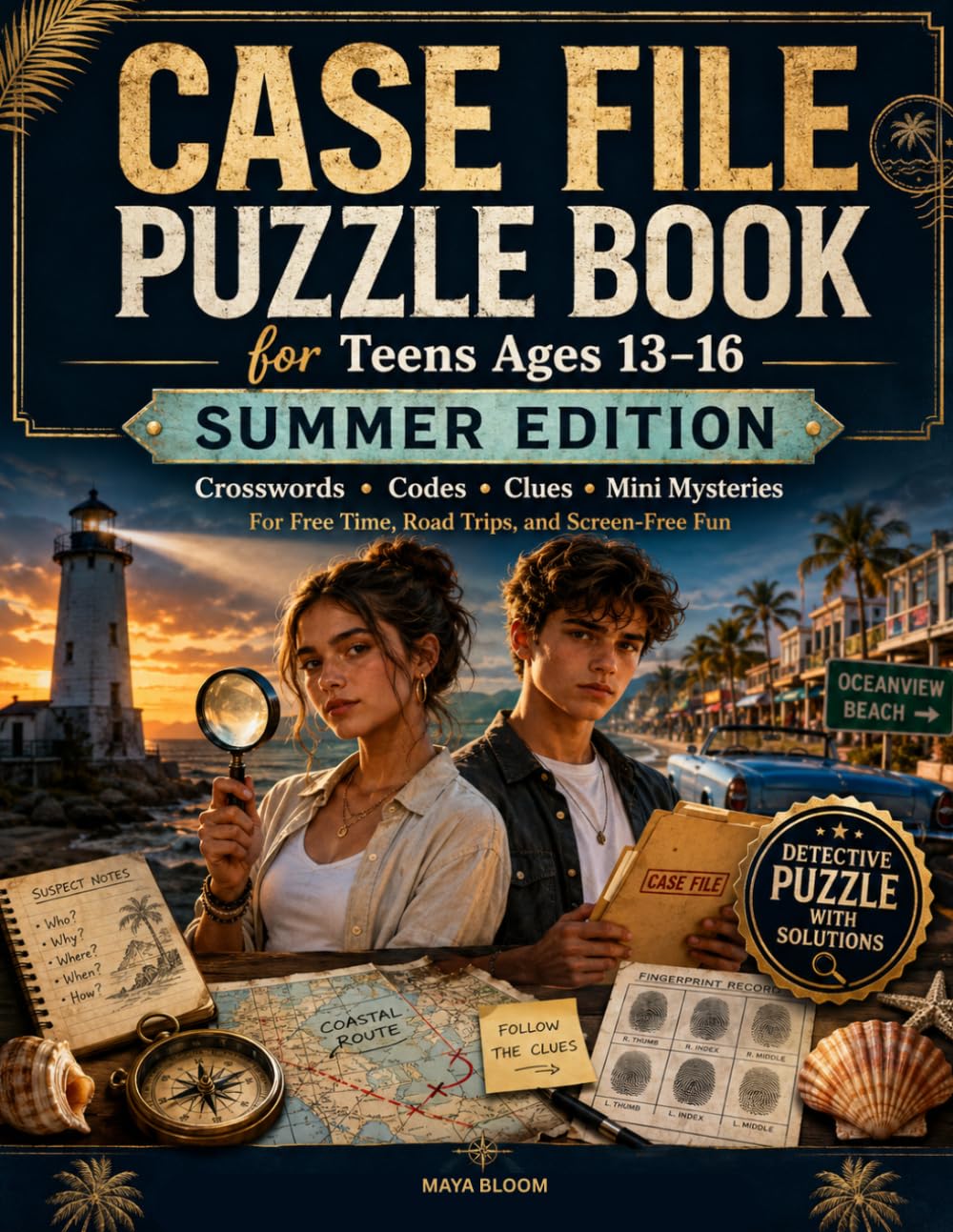 Case File Puzzle Book for Teens Ages 13–16: Summer Edition: Crosswords, Codes, Clues, and Mini Mysteries for Free Time, Road Trips, and Screen-Free Fun (Maya Bloom Holiday Mystery Files)