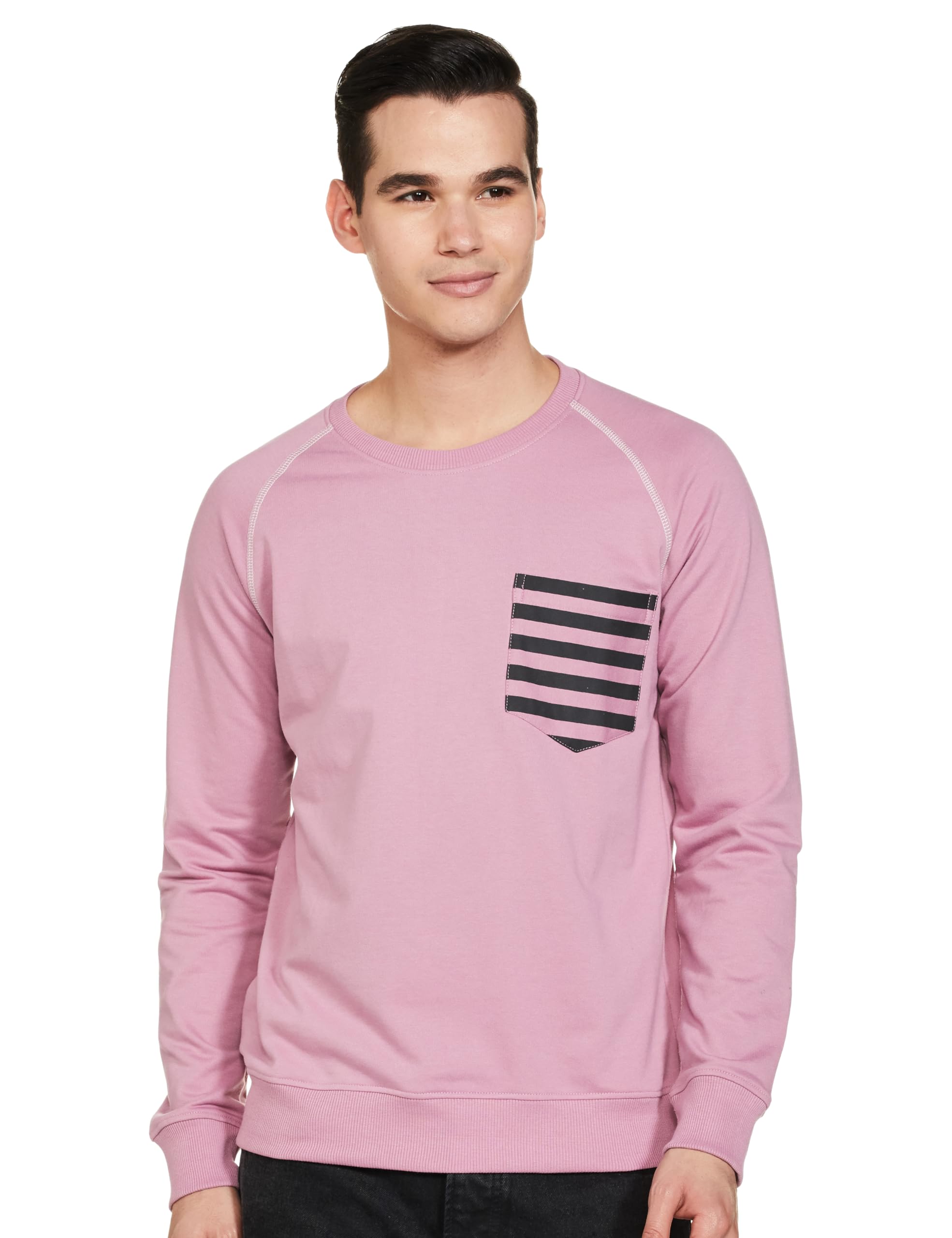 FYLTR Men's Casual Raglan Sleeve Sweatshirt with Pocket Detail - Full Sleeve | Rib Hem & Cuff | Casual Winterwear for Men