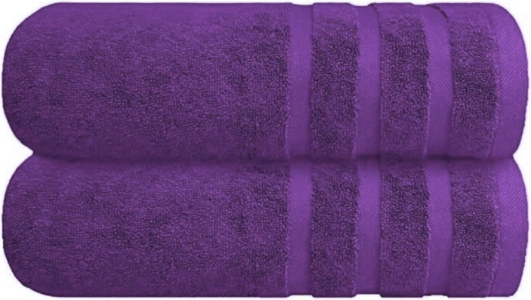 EDB Luxury Large Bath Sheet (Pack of 2, Pack of 4) Super Soft 100% Egyptian Cotton 75 x 150 cm High Absorbent & Quick Dry Big Bath Sheets Bathroom Towels 500-GSM (Purple, 2)