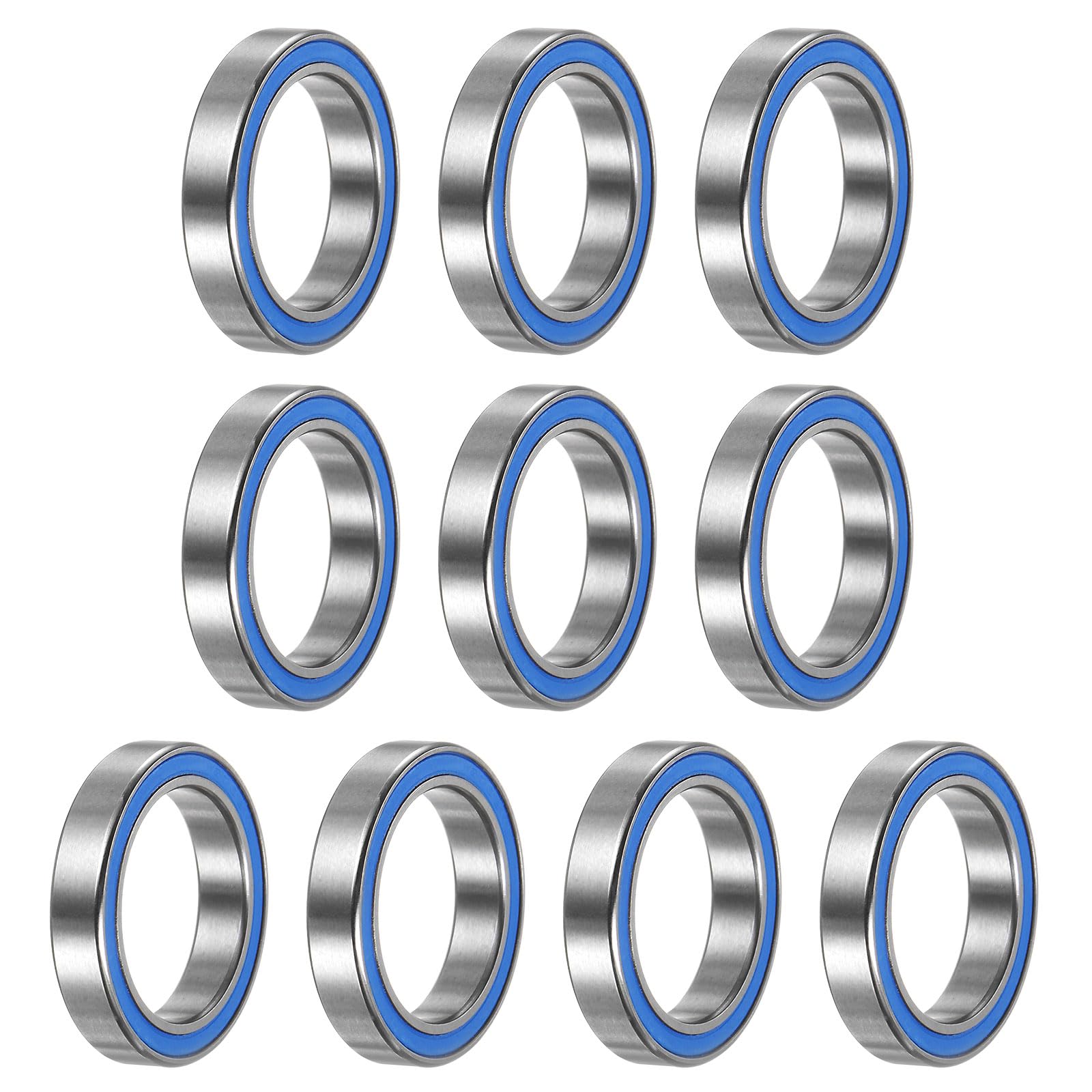sourcing mapsourcing map 6702-2RS Deep Groove Ball Bearing,10pcs 15 x 21 x 4mm Z2 Double Rubber Sealed Chrome Steel Bearings,Blue