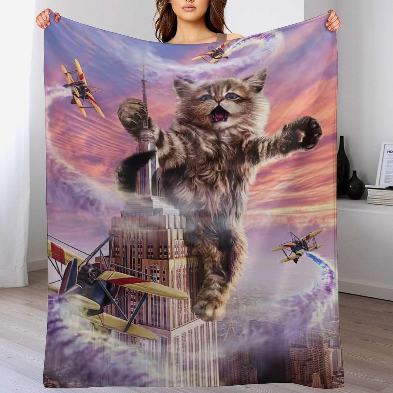 Couverture chat douce et grand plaid canapé en flanelle polaire 180x200