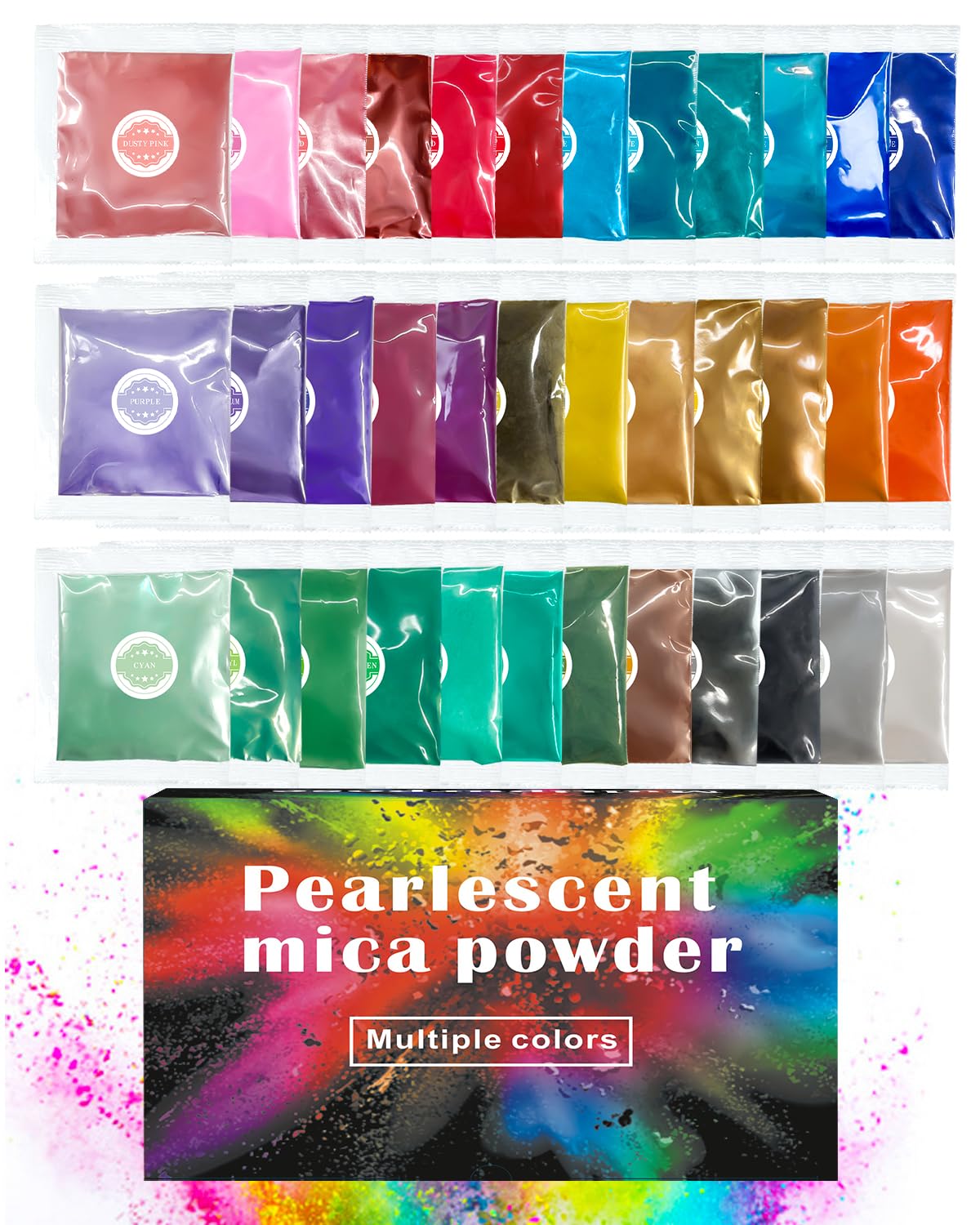 Amazon.com: Luckymica Mica Powder, 36 Colors Pearlescent Pigment