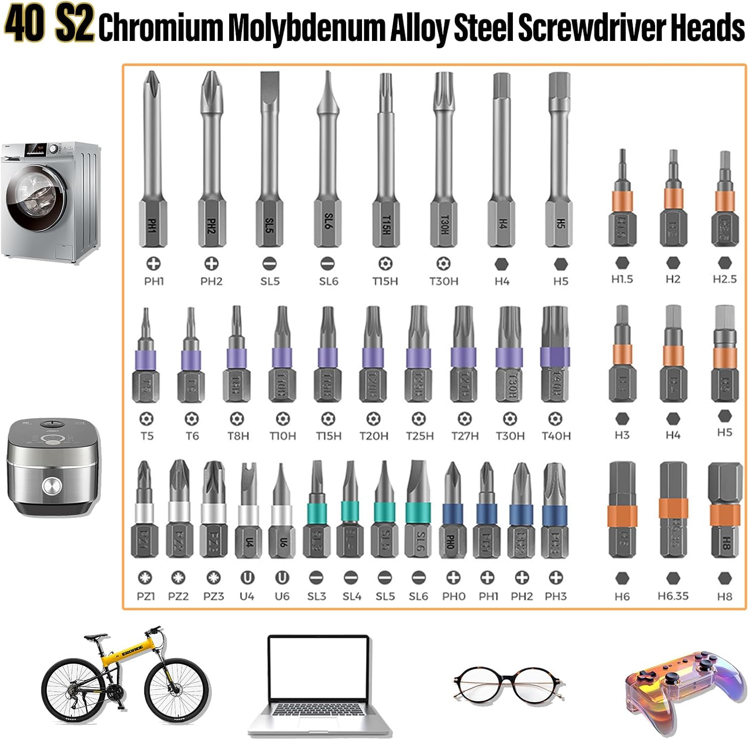 DIY Screwdriver 42 in 1 Multi Bit Magnetic Screwdriver Set,Ratchet Wrench S2 Magnetic Drill Bit with Detachable Handle Household Repair Tool