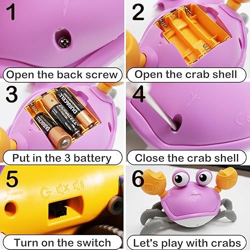 Miniatura 5 de Juguete para bebé de cangrejo para gatear, juguete avanzado de cangrejo infrarrojo con música, juguete para bebés de cangrejo bailarín para bebés,