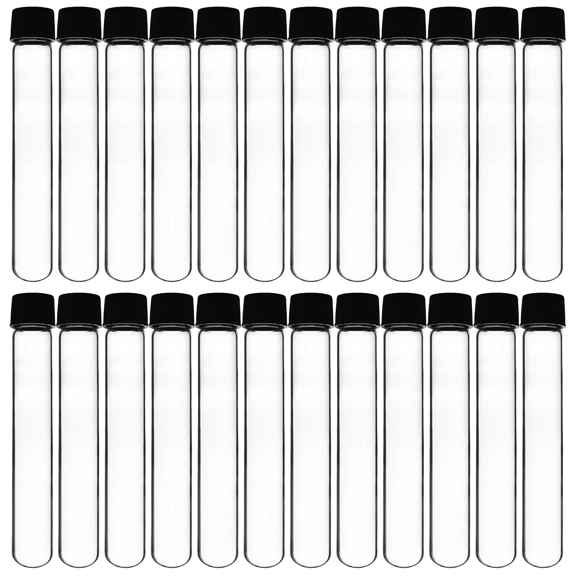 Eisco Labs - Provette da 50 ml, tappo a vite in bachelite con rivestimento in gomma, in vetro borosilicato 3,3, 15 x 2,5 cm, fondo rotondo, a prova di perdite, 24 pezzi