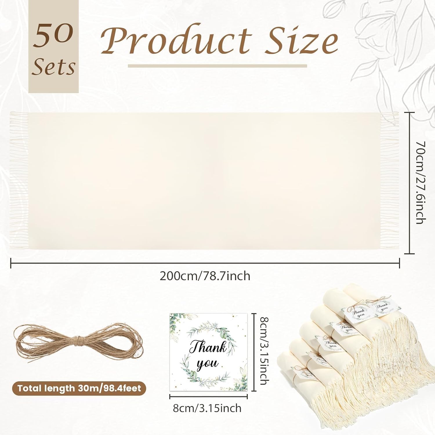 50 Sets Wedding Pashmina Shawls Wraps Gift for Guests Bulk Wedding Favors 79 x 28 Inch Soft Pashmina Shawl Scarf
