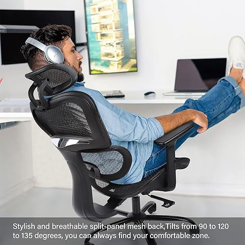 Miniatura 8 de Rottnen ErgoRo - Silla ergonómica de oficina con reposabrazos ajustable 3D y almohadillas de espuma viscoelástica soporte lumbar 3D silla de oficina