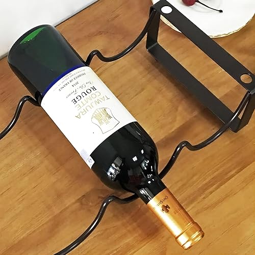 Miniatura 5 de REDANT Estante de vino apilable de 2 niveles para encimera, soporte de botella de vino de metal, pequeño organizador de almacenamiento de vino para