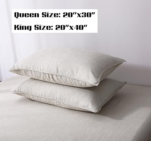 Miniatura 7 de S VICTORY SYMBOL Pure Linen - Juego de 2 fundas de almohada de 20 x 30 pulgadas, 100% lino orgánico francés, suave, duradero, estilo básico, color