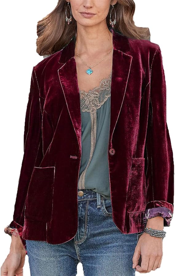 Dames 1 Knoop Getailleerd Fluwelen Blazer Jasje Vintage Lange Mouw Ingekeepte Revers Pak Jas Effen Elegant Zakelijk Werk Kantoor Buitenkleding Outfit Dames 1 Knoop Getailleerd Fluwelen Blazer Jasje Vintage Lange Mouw Ingekeepte Revers Pak Jas Effen Elegant Zakelijk Werk Kantoor Buitenkleding Outfit