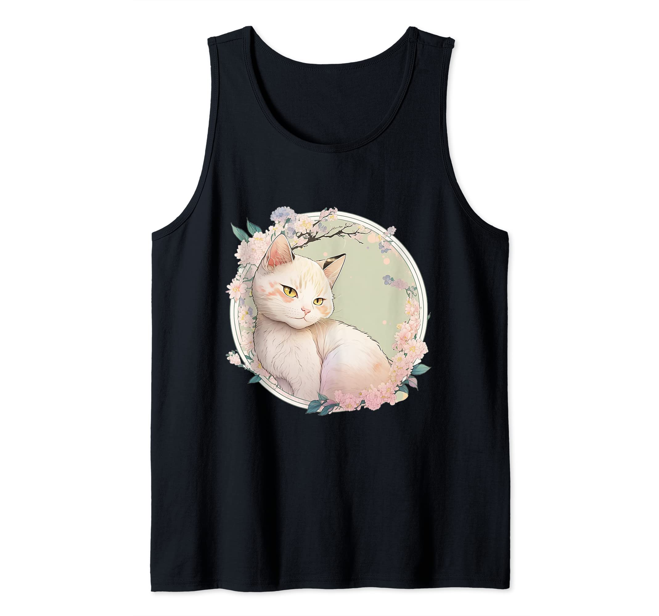 Cute Holy Brima Cat with Japanese Art Tank Top