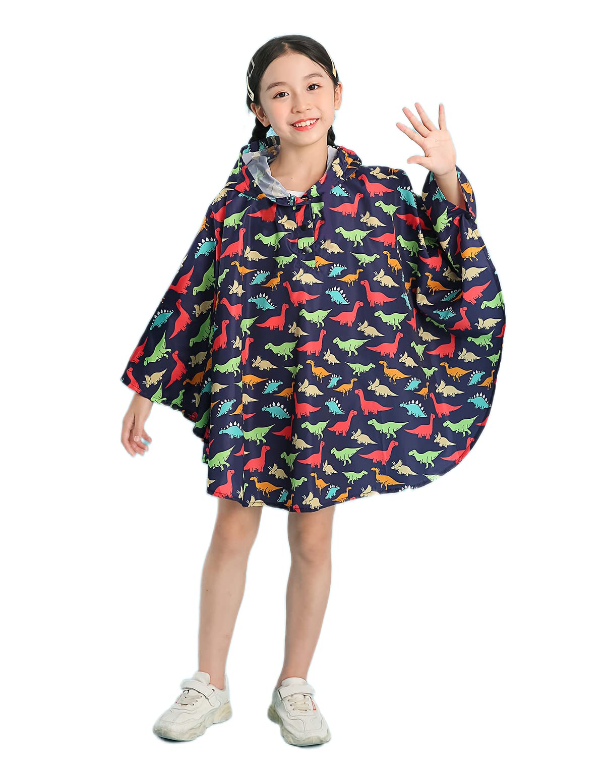 Freesmily Kids Cute Raincoat Waterproof Rain Poncho Jacket Coat for Girls Boys