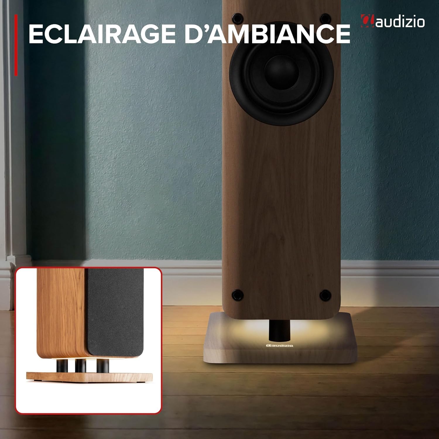 Audizio ARCO Tour De Son Hi-FI BT Chêne Clair 160W - Enceinte Colonne Active Amplifiée avec LED, Mode Stéréo, TV, Streaming et Salon