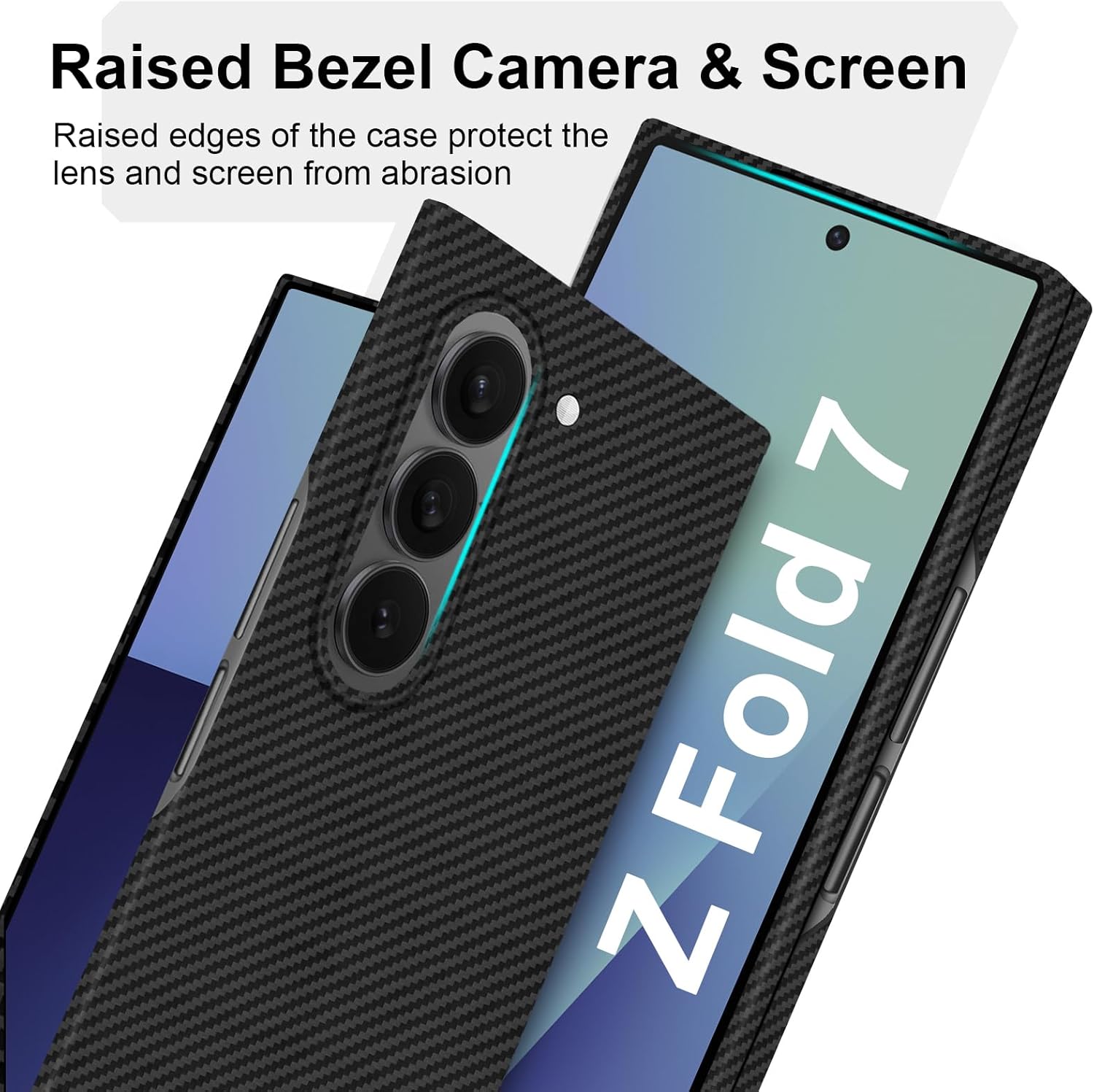 Slim and Thin Carbon Fiber Case Compatible with Samsung Galaxy Z Fold 7, 600D Aramid Fiber Z Fold7 Cover Compatible with Magsafe, Matte Black Gray Twill [NOT Printed] No Hinge Protection