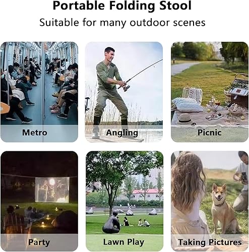 Miniatura 7 de SNZ Taburete plegable portátil para campamento, silla plegable ligera, asiento plegable portátil con capacidad de 250 libras, mini silla de viaje
