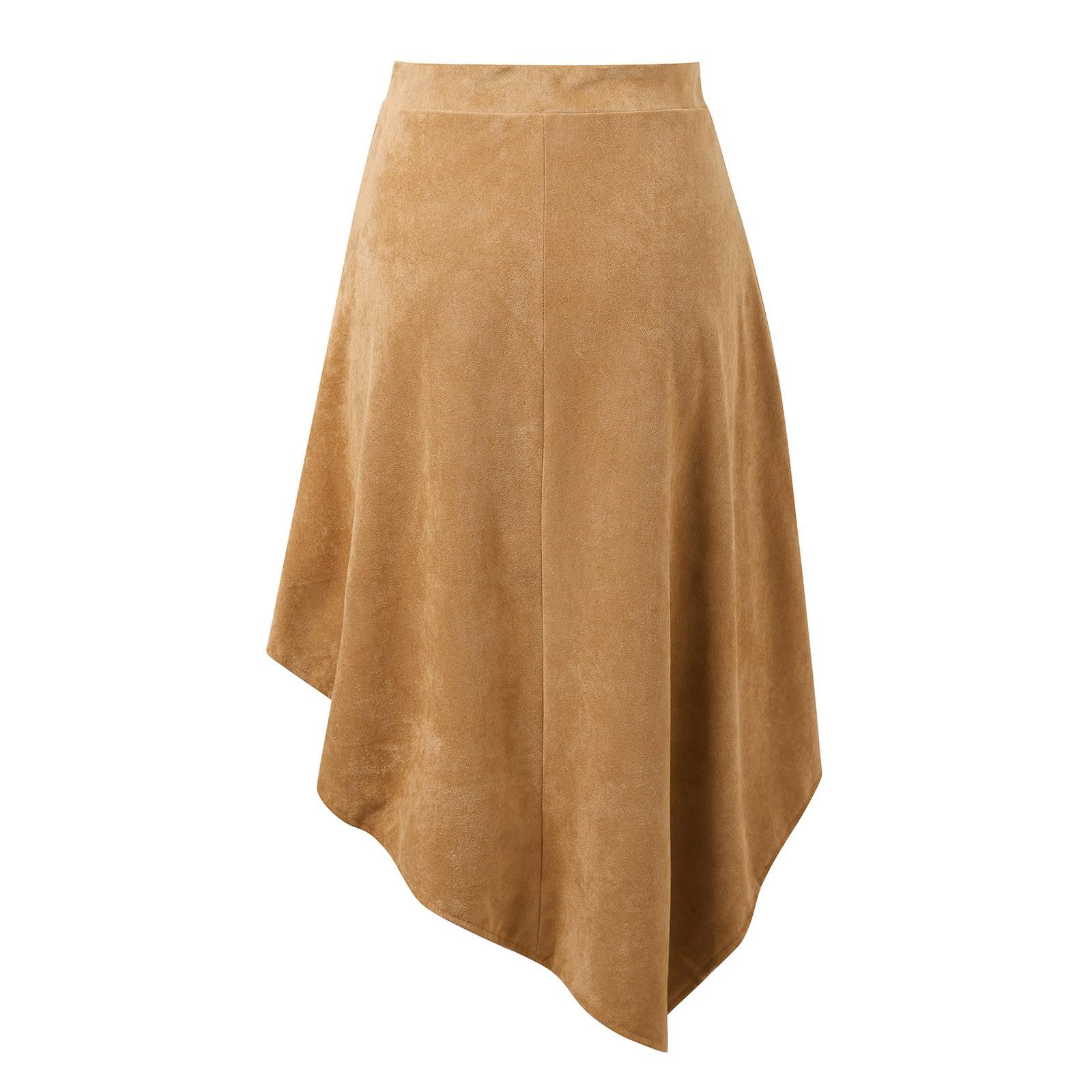 Falda de ante para mujer, falda tradicional vaquera, vintage, hippie, falda de vaquero occidental, dobladillo asimétrico, ropa gótica, falda acampanada, falda de cintura alta, falda de invierno