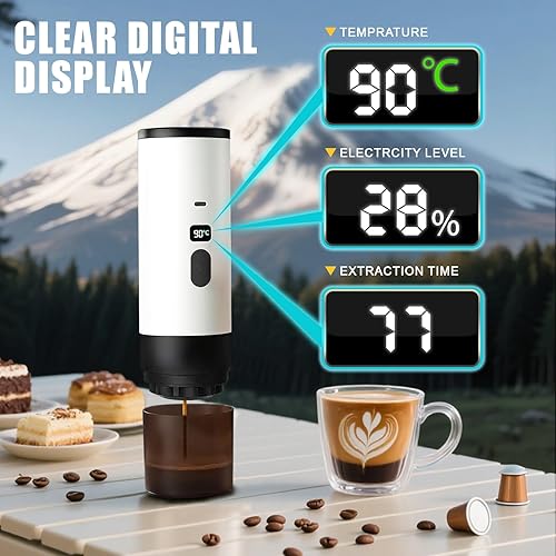 Miniatura 4 de Cafetera portátil para viajes, camping, cafetera de café expreso autocalentable con USB-C, compatible con café molido y cápsulas NS, máquina de café