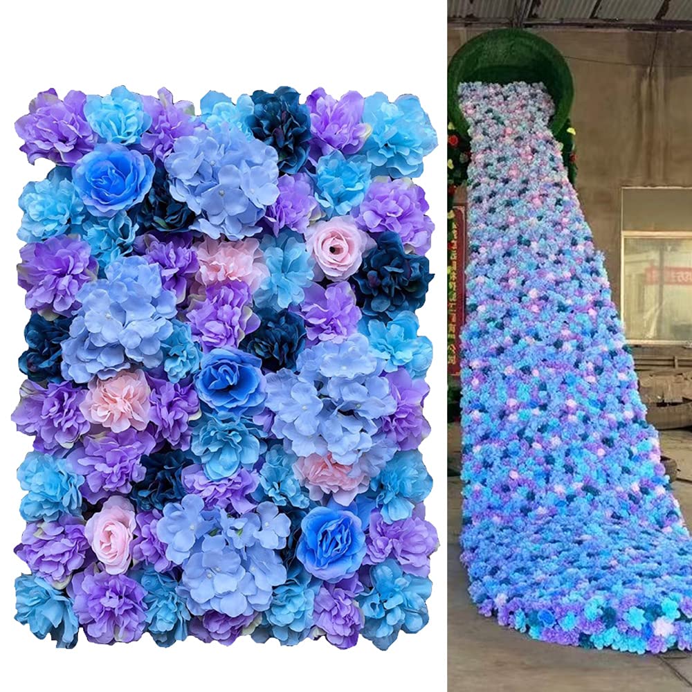Parete di fiori artificiali per giardino, matrimonio, decorazione viola, 60 x 40 cm