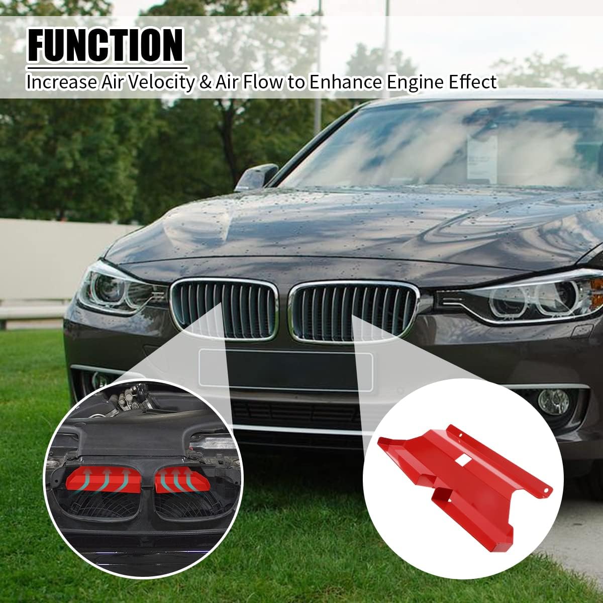 Air Intake Scoop, 2PCS Dynamic Cold Air Intake Systems for BMW 323i 325i 328i 330i M52 M54 E46 M3 2001-2006, Increasing Horsepower & Improving Throttle Response (Red)