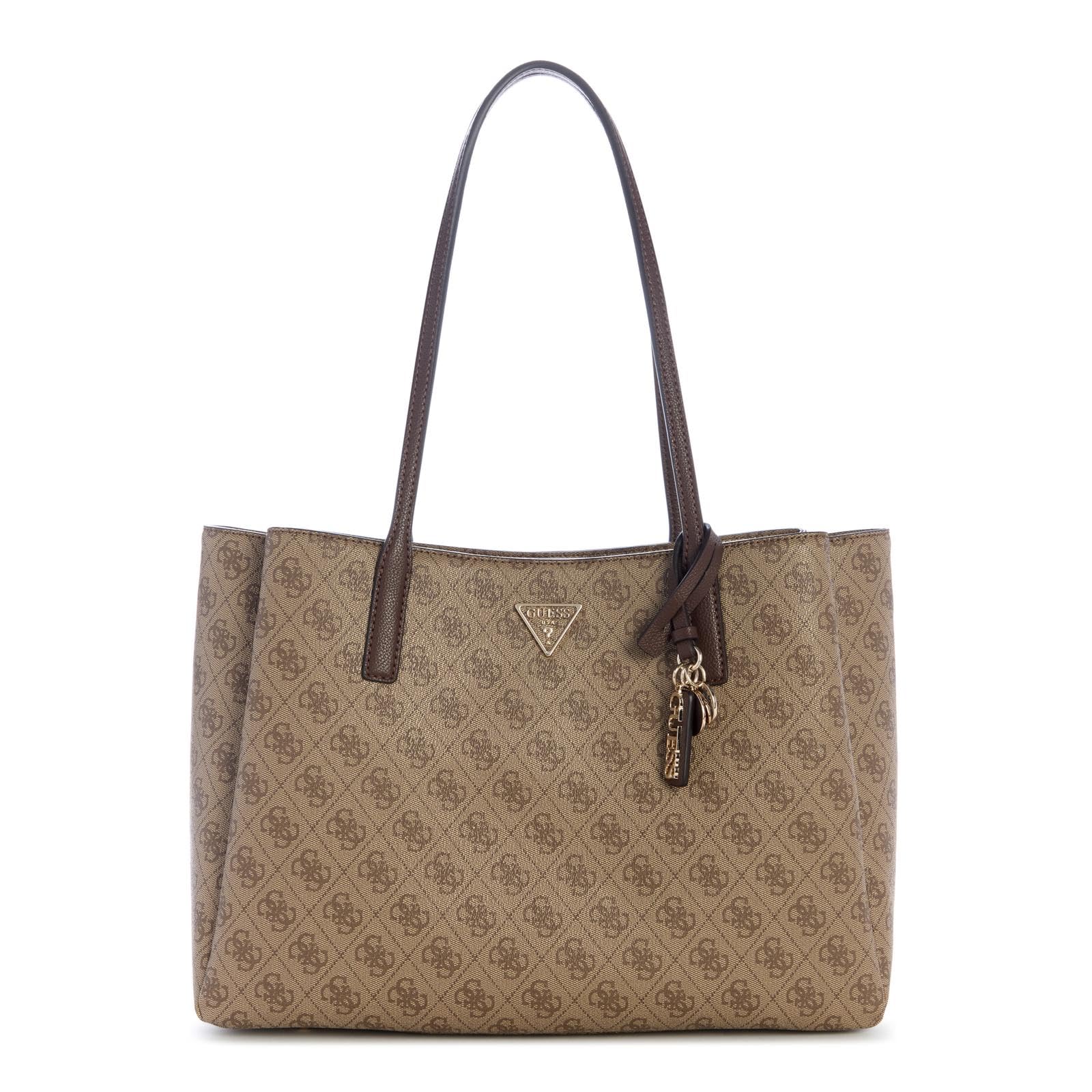 GUESS borsa a tracolla borsa da ufficio con scomparto per laptop Noelle II Tech Tote Latte Logo/Brown marrone chiaro