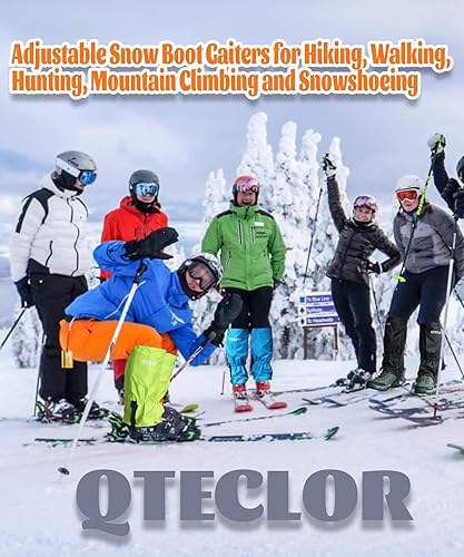 Miniatura 4 de QTECLOR Polainas ajustables para hombre y mujer, para adolescentes, adultos, color negro, azul, verde, morado, zapatos de nieve para senderismo,