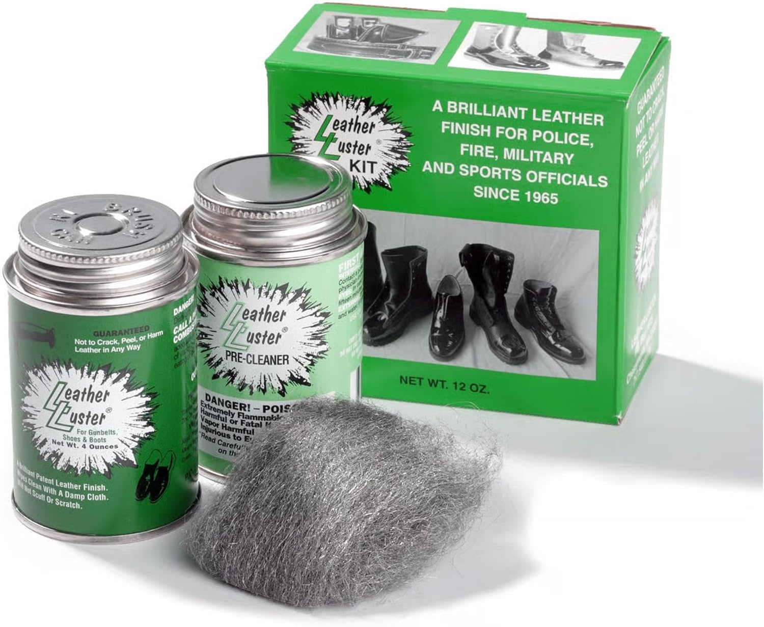 Leather Luster Patent Leather Polish, Cleaner & Conditioner | High Gloss Black Boot Shine Kit | Made in the USA