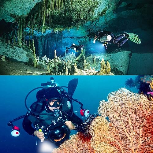 Miniatura 6 de Paquete de 2 linternas de buceo 3 modos súper brillantes bajo el agua linterna impermeable