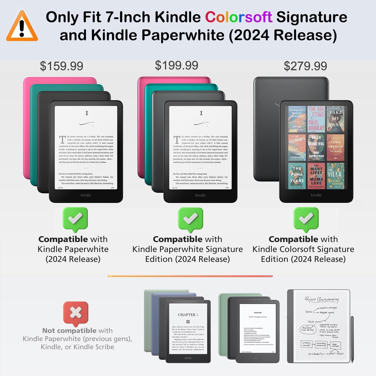 RSAquar 7" All-New Kindle Paperwhite 12th 2024 or Kindle Colorsoft 1st 2025 Signature Edition Case with Hand Strap – Slim Protective Cover with Auto Sleep/Wake - Agave Green — view 2