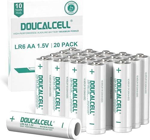 Paquete de 20 pilas AA de máxima potencia, batería doble AA de alta duración, baterías alcalinas de alto rendimiento de 1.5 voltios con diseño