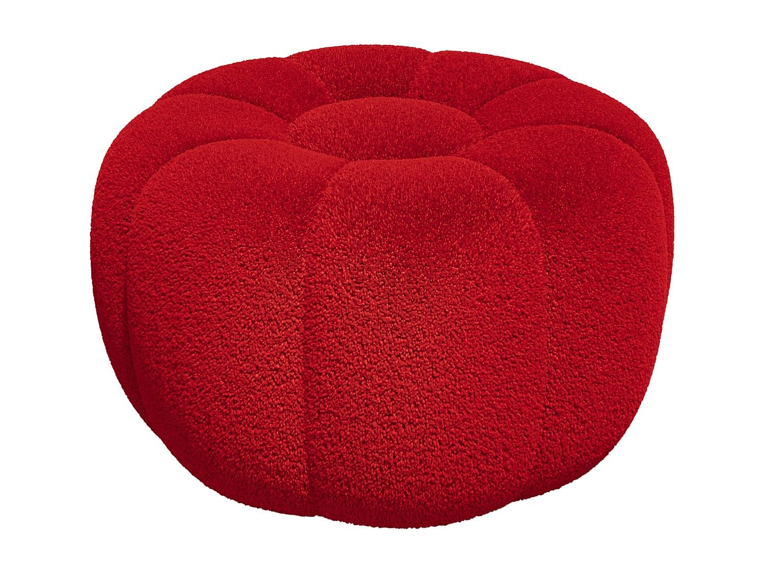 Vente-unique - Pouf Design Fleur en Tissu Bouclette Rouge DELPODA