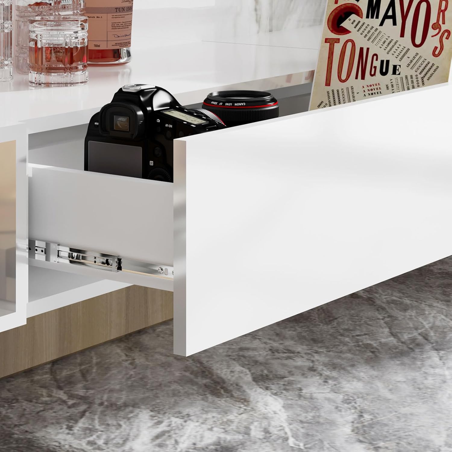 HedoAjim White Modern Floating Wall Mounted Nightstand with Drawer Storage Wood Bedside Table Small Wall Shelf for Bedroom Living Room