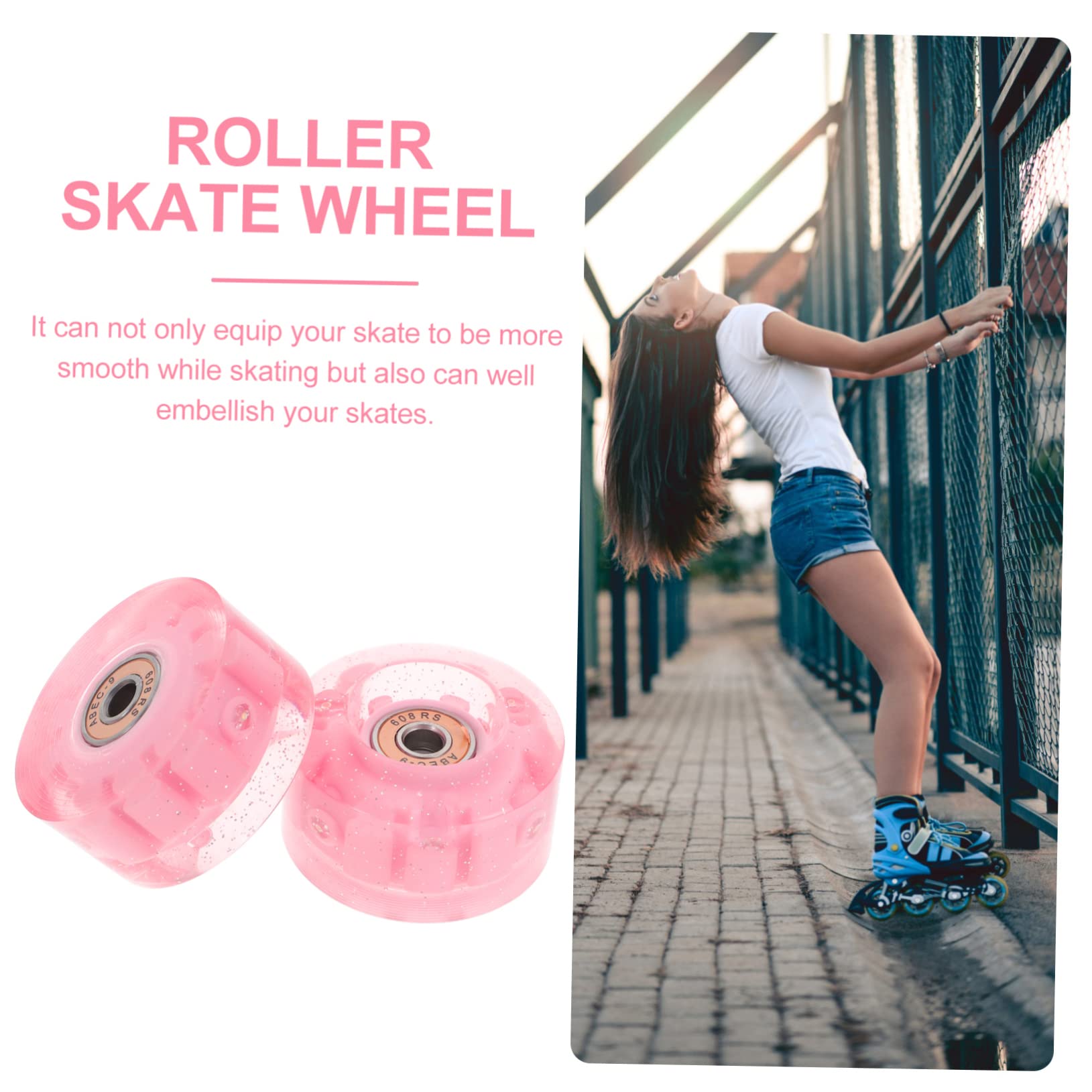 GANAZONO Skate Wheel Set 8pcs Light-up Inline Skates Wheels for Men's Double Row Assembly Tool