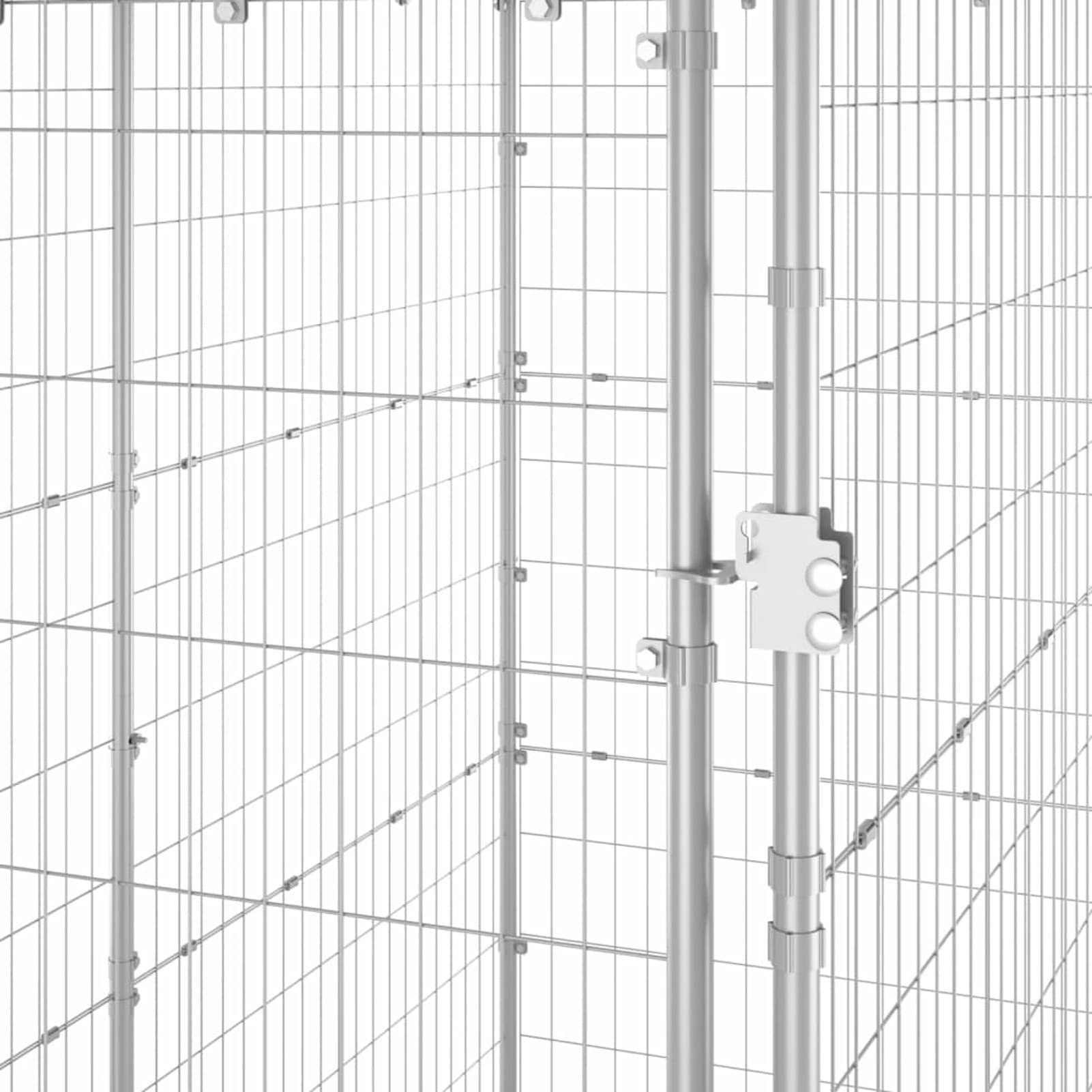 Festnight Perrera de Exterior de Acero con Techo, Jaula Gatos, Jaula para Perros, Casa De Perros Exterior, Plateado, 110 x 220 x 180 cm