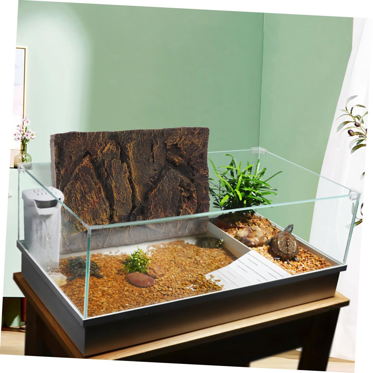 Tablero de Fondo Decorativo para Acuario y Tortuguera 3d Pu 2 Piezas
