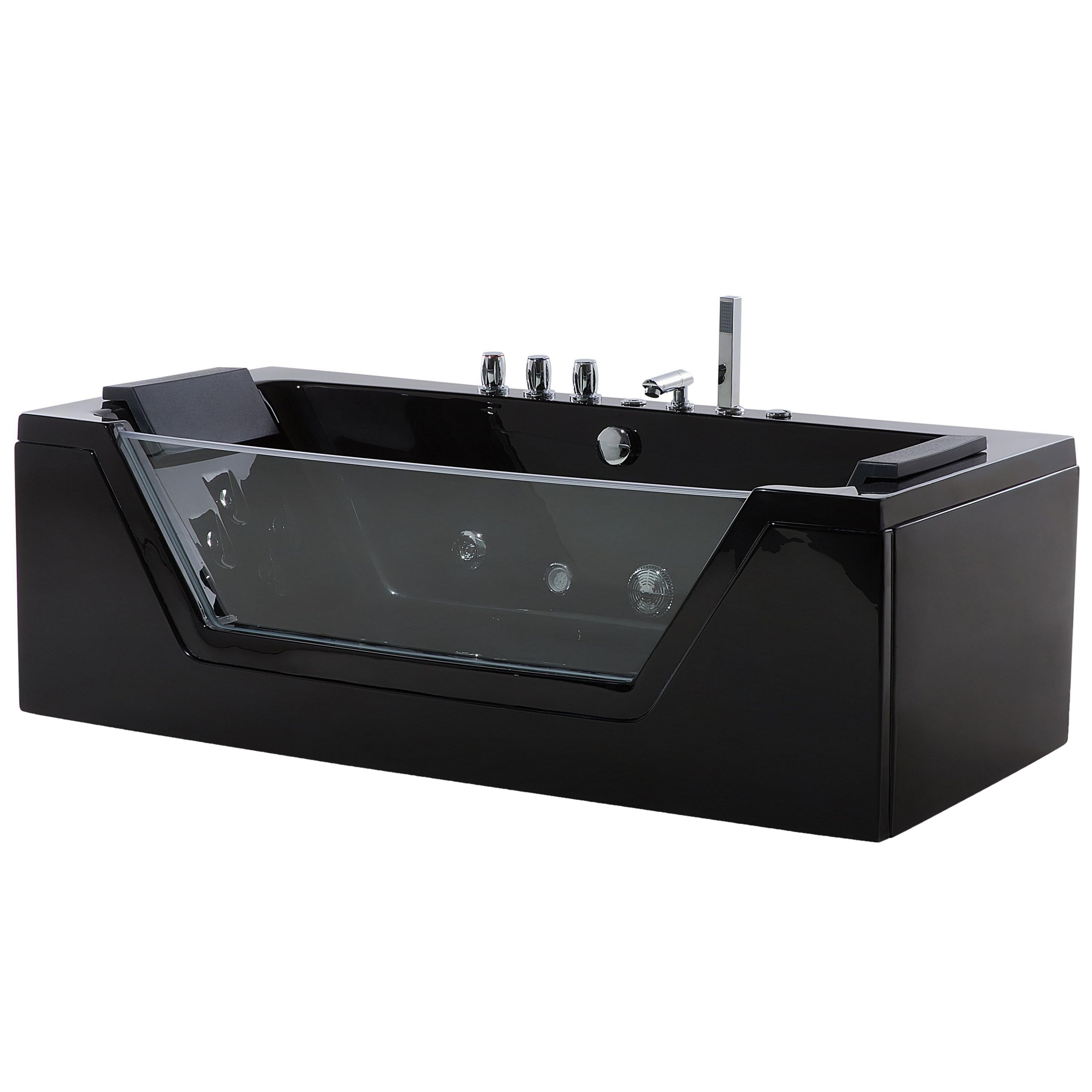Baignoire Balnéo 170 cm en Acrylique Sanitaire Noir à LED Sous-Marines Samana