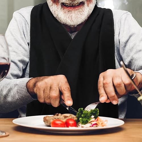 Miniatura 4 de 6 unidades de baberos para adultos, bufandas para comer, dignidad, comedor, bufanda, baberos para personas mayores lavables (negro)