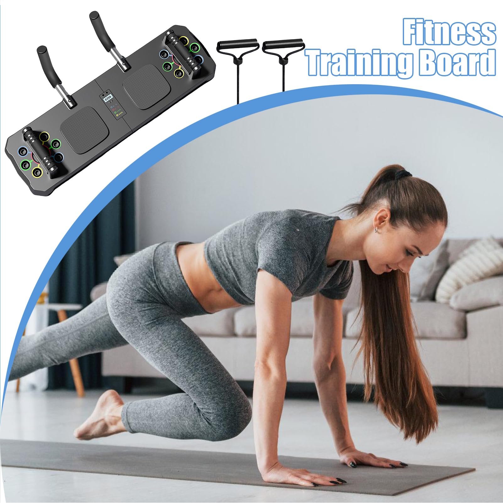 Planche de Pompes pour Hommes, Planche de Pompes, Planche d'exercice à poignée antidérapante pour l'înement à Domicile, Fournitures de Fitness avec Corde de Traction et minuterie, Planche d'