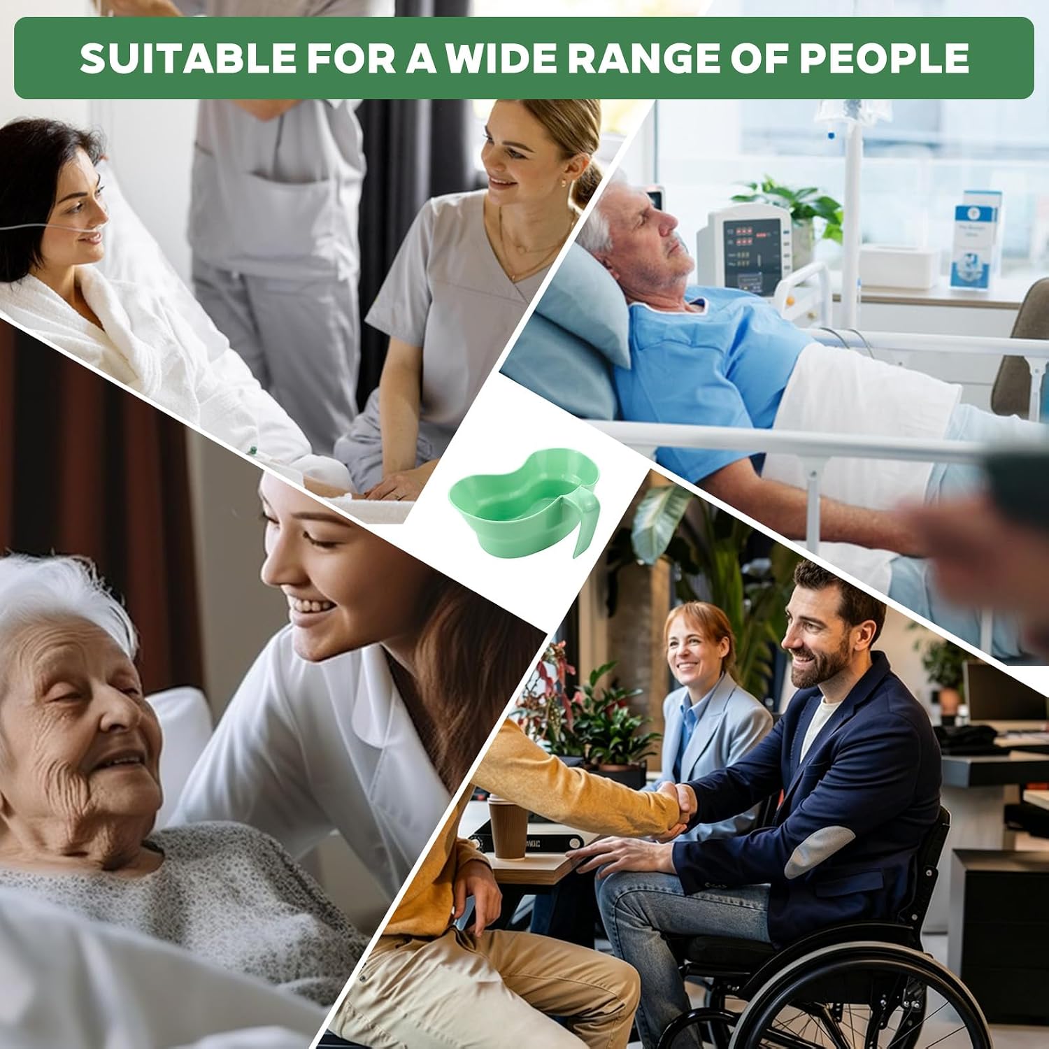 880cc Plastic Basin Wide Mouth with Handle for Bedside Care | 880cc capacity 8-inch wide opening. Lightweight plastic with side handle. For mouth rinse teeth cleaning or hair wash
