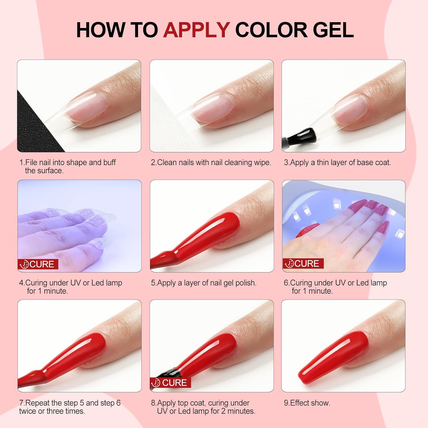 COSCELIA 53ps Gel Nail Polish Kit with U V light and Drill Starter Kit 35 Spring Colors Gel Polish 5pcs Top Base Coat LED Lamp Nail Art All Seasons Gel Manicure Kit Valentines Day Gifts for Women - Image 7