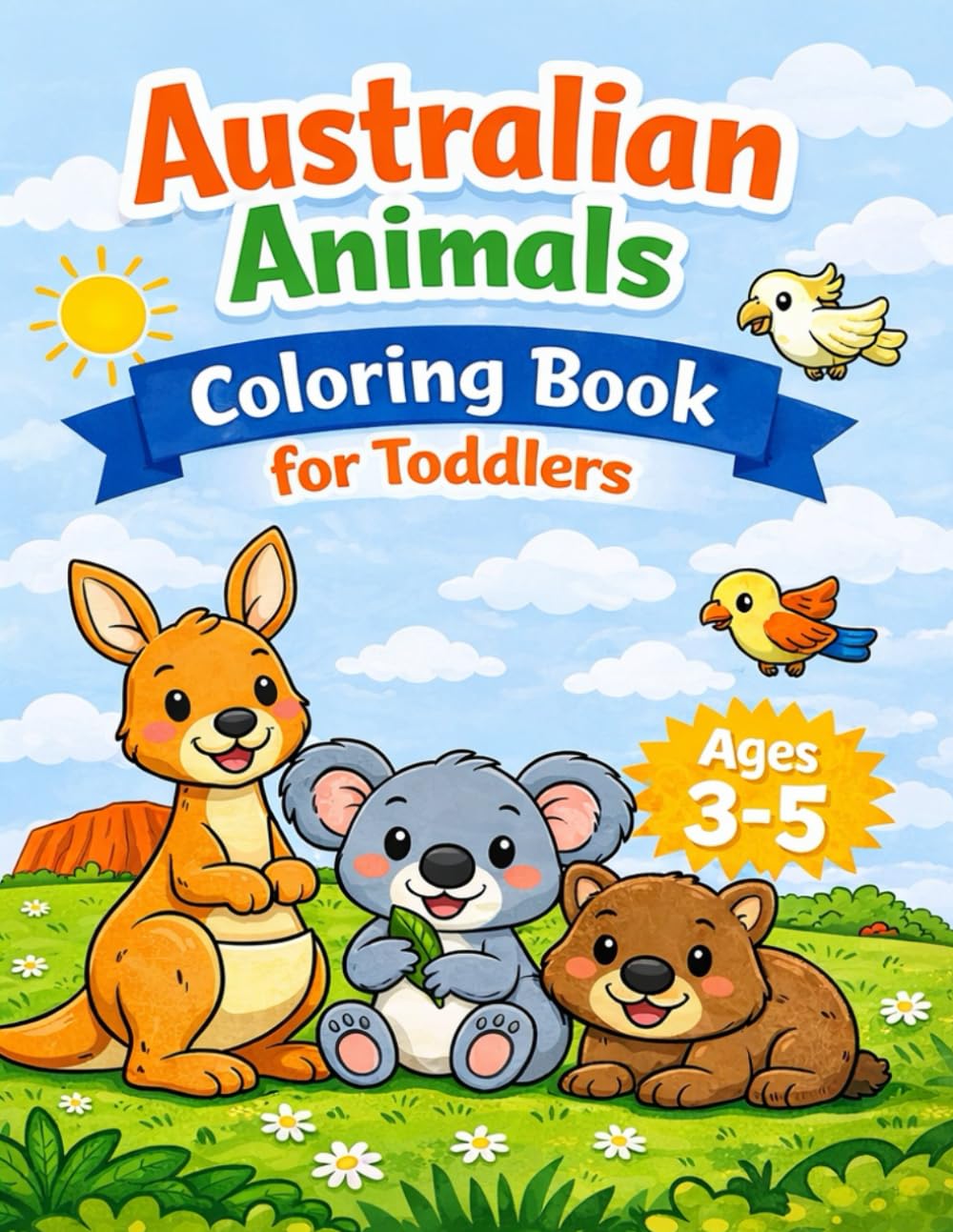 Australian Animals Coloring Book for Toddlers Ages 3–5: Big Simple Fun Coloring Pages Featuring Kangaroos, Koalas and Cute Aussie Animals