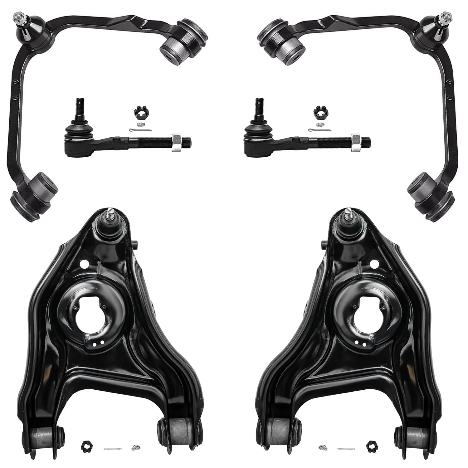 Detroit Axle - 2WD Front Upper and Lower Control Arms + Ball Joints + Outer